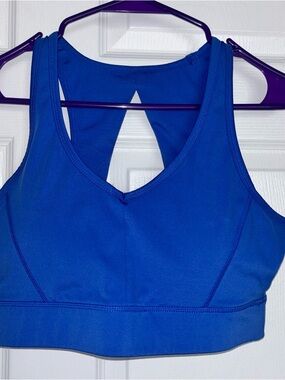 Calvin Klein Performance Blue Sports Bra Keyhole Back Stretch Large